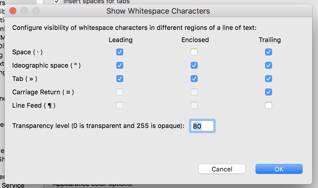 STS Settings Whitespace